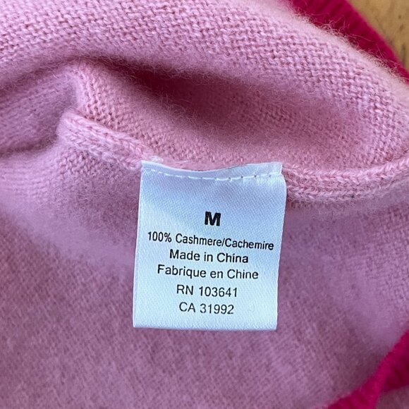 Kier + J Pink Cashmere Crewneck Sweater, Size Medium - Picture 6 of 8